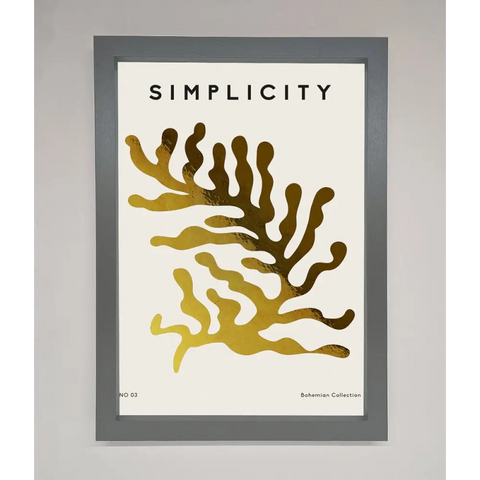 Simplicity Plant Foil Print - A3 (29.7 x 42 cm) / Dark Grey - Framed Print