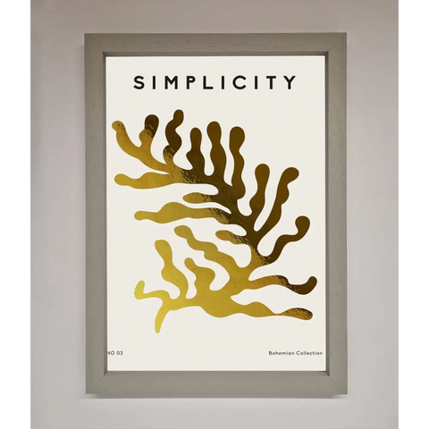 Simplicity Plant Foil Print - A3 (29.7 x 42 cm) / Grey - Framed Print