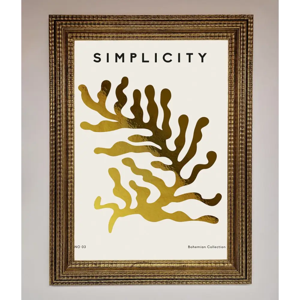Simplicity Plant Foil Print - A3 (29.7 x 42 cm) / Ornate Gold - Framed Print