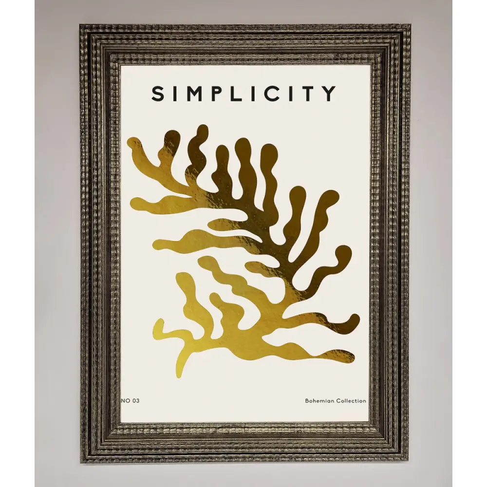 Simplicity Plant Foil Print - A3 (29.7 x 42 cm) / Ornate Silver - Framed Print