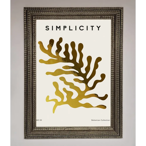 Simplicity Plant Foil Print - A3 (29.7 x 42 cm) / Ornate Silver - Framed Print