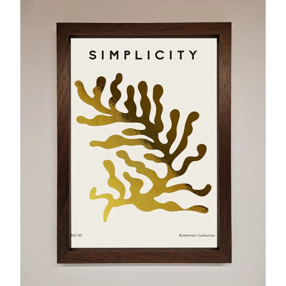 Simplicity Plant Foil Print - A3 (29.7 x 42 cm) / Walnut - Framed Print