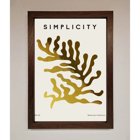 Simplicity Plant Foil Print - A3 (29.7 x 42 cm) / Walnut - Framed Print