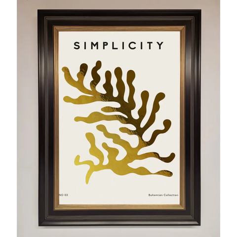 Simplicity Plant Foil Print - B0 (100 x 141 cm) / Black Gold - Framed Print
