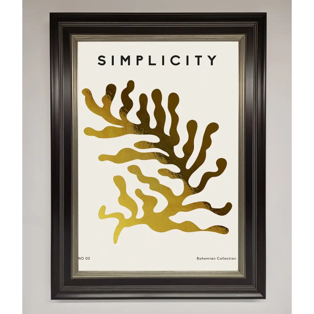 Simplicity Plant Foil Print - B0 (100 x 141 cm) / Black Silver - Framed Print