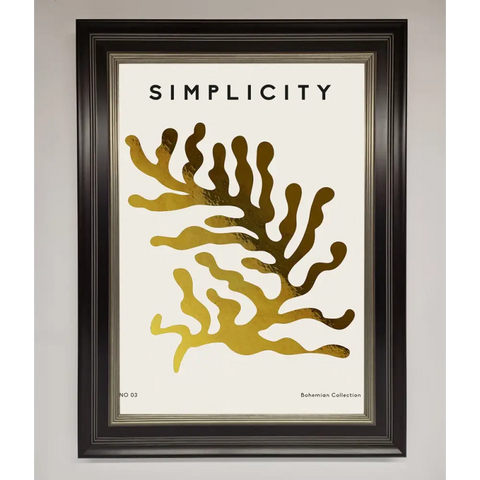 Simplicity Plant Foil Print - B0 (100 x 141 cm) / Black Silver - Framed Print