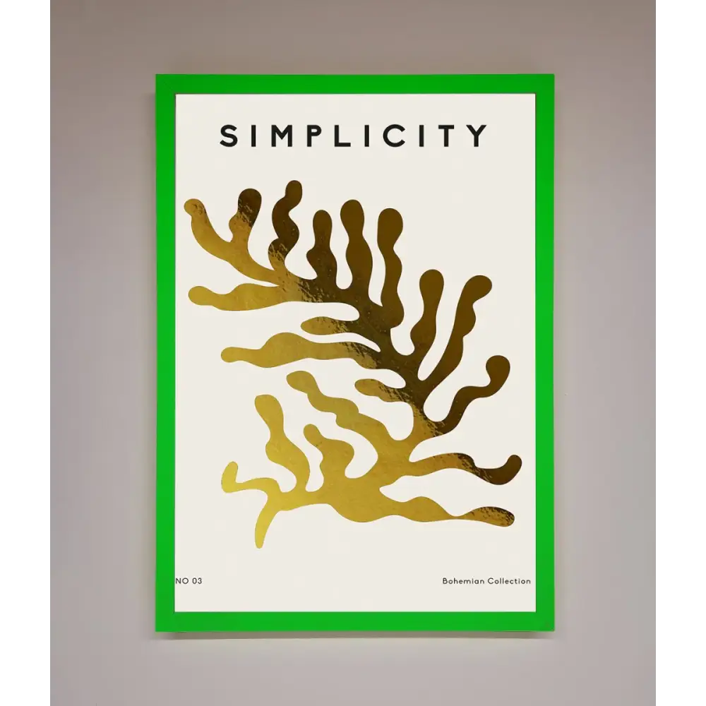 Simplicity Plant Foil Print - B0 (100 x 141 cm) / Neon Dark Green - Framed Print