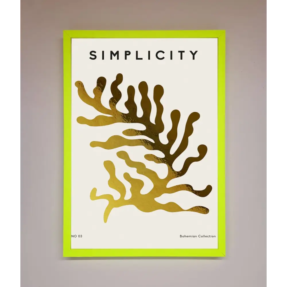 Simplicity Plant Foil Print - B0 (100 x 141 cm) / Neon Green - Framed Print