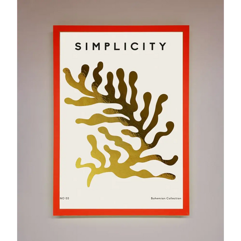 Simplicity Plant Foil Print - B0 (100 x 141 cm) / Neon Red - Framed Print