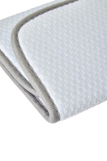 A soft light gray dish drying white mat with a subtle woven pattern made of synthetic fibre