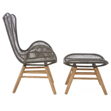 Sisal Grey Rope Lounge Chair and Footstool