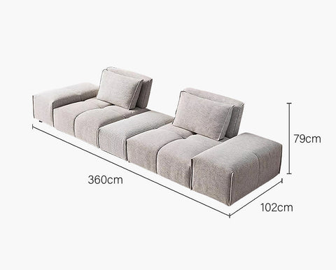L-Shaped Sectional Two Seater/ Three Seater Sofa, Linen