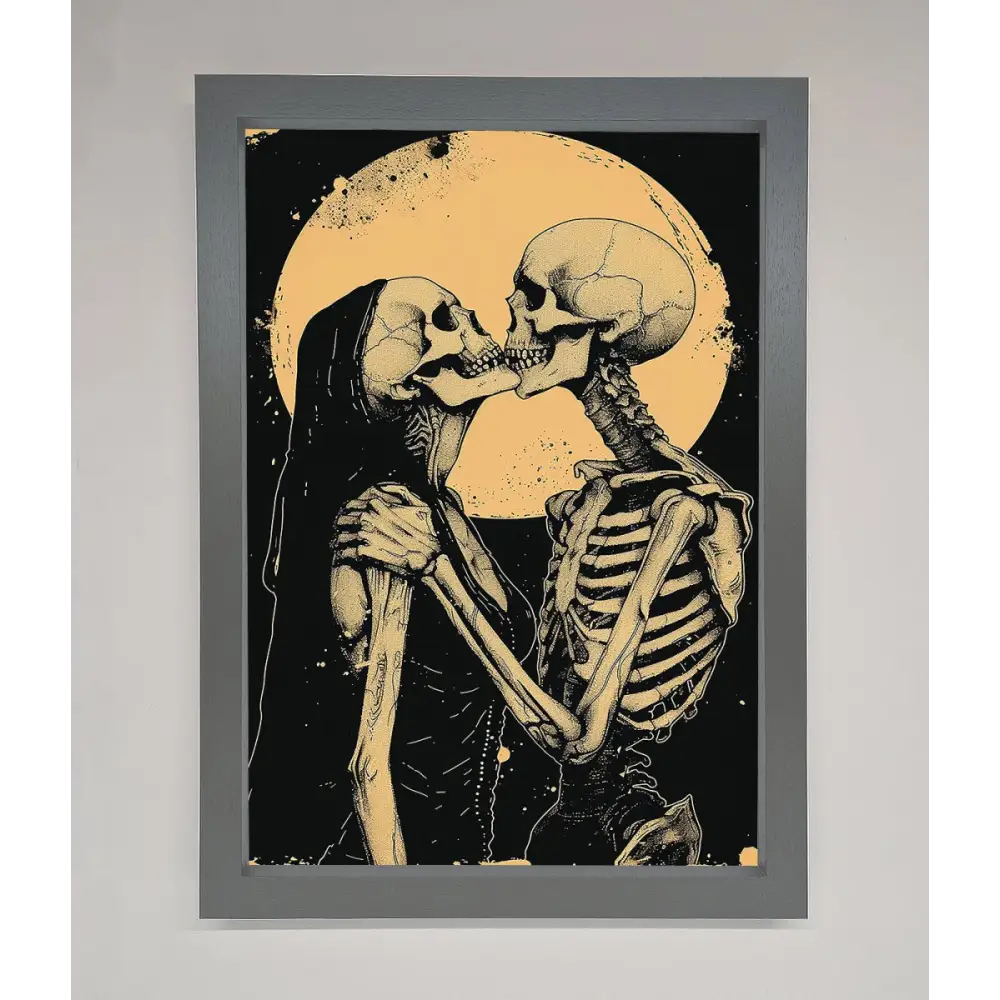 Skeleton Embrace Framed Poster - A3 (29.7 x 42 cm) / Dark Grey - Framed Print
