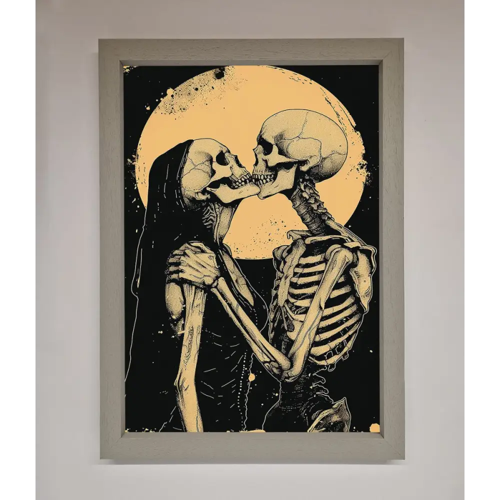 Skeleton Embrace Framed Poster - A3 (29.7 x 42 cm) / Grey - Framed Print