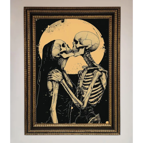 Skeleton Embrace Framed Poster - A3 (29.7 x 42 cm) / Ornate Gold Black - Framed Print