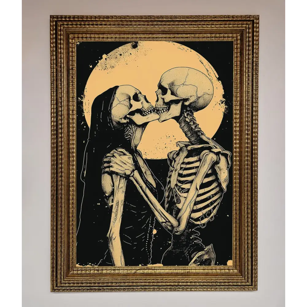 Skeleton Embrace Framed Poster - A3 (29.7 x 42 cm) / Ornate Gold - Framed Print