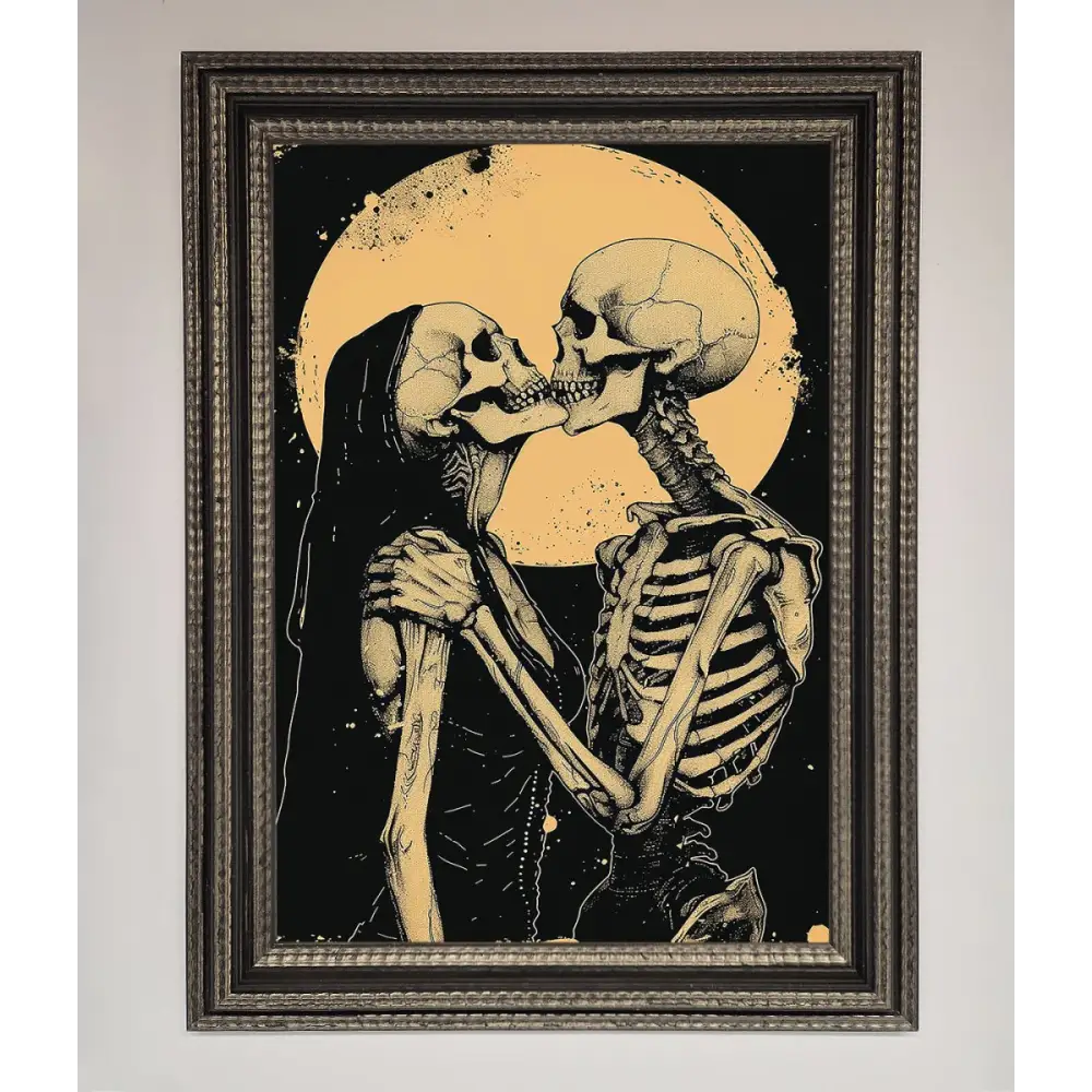 Skeleton Embrace Framed Poster - A3 (29.7 x 42 cm) / Ornate Silver Black - Framed Print