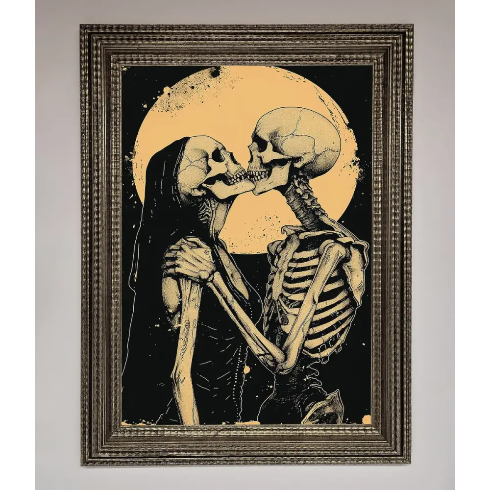 Skeleton Embrace Framed Poster - A3 (29.7 x 42 cm) / Ornate Silver - Framed Print