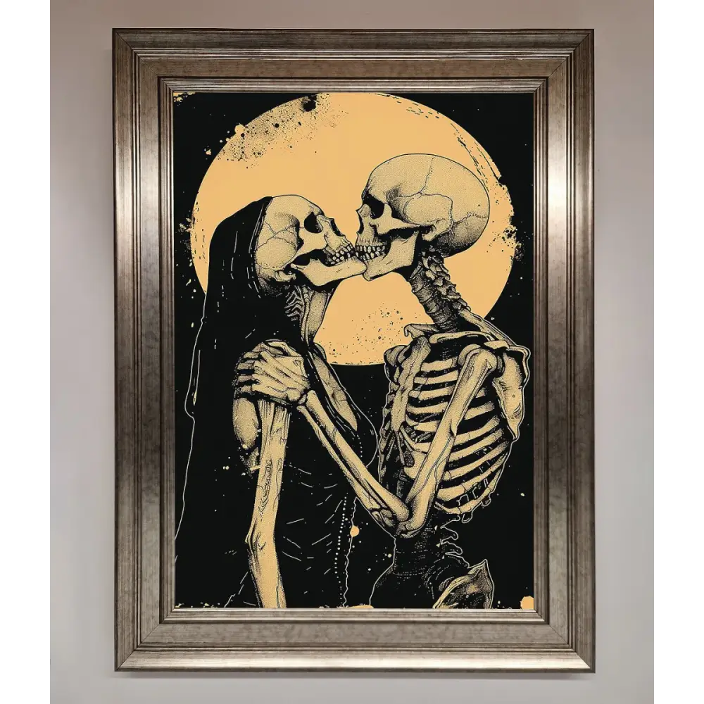 Skeleton Embrace Framed Poster - A3 (29.7 x 42 cm) / Silver - Framed Print