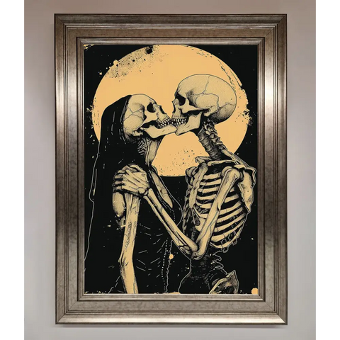 Skeleton Embrace Framed Poster - A3 (29.7 x 42 cm) / Silver - Framed Print