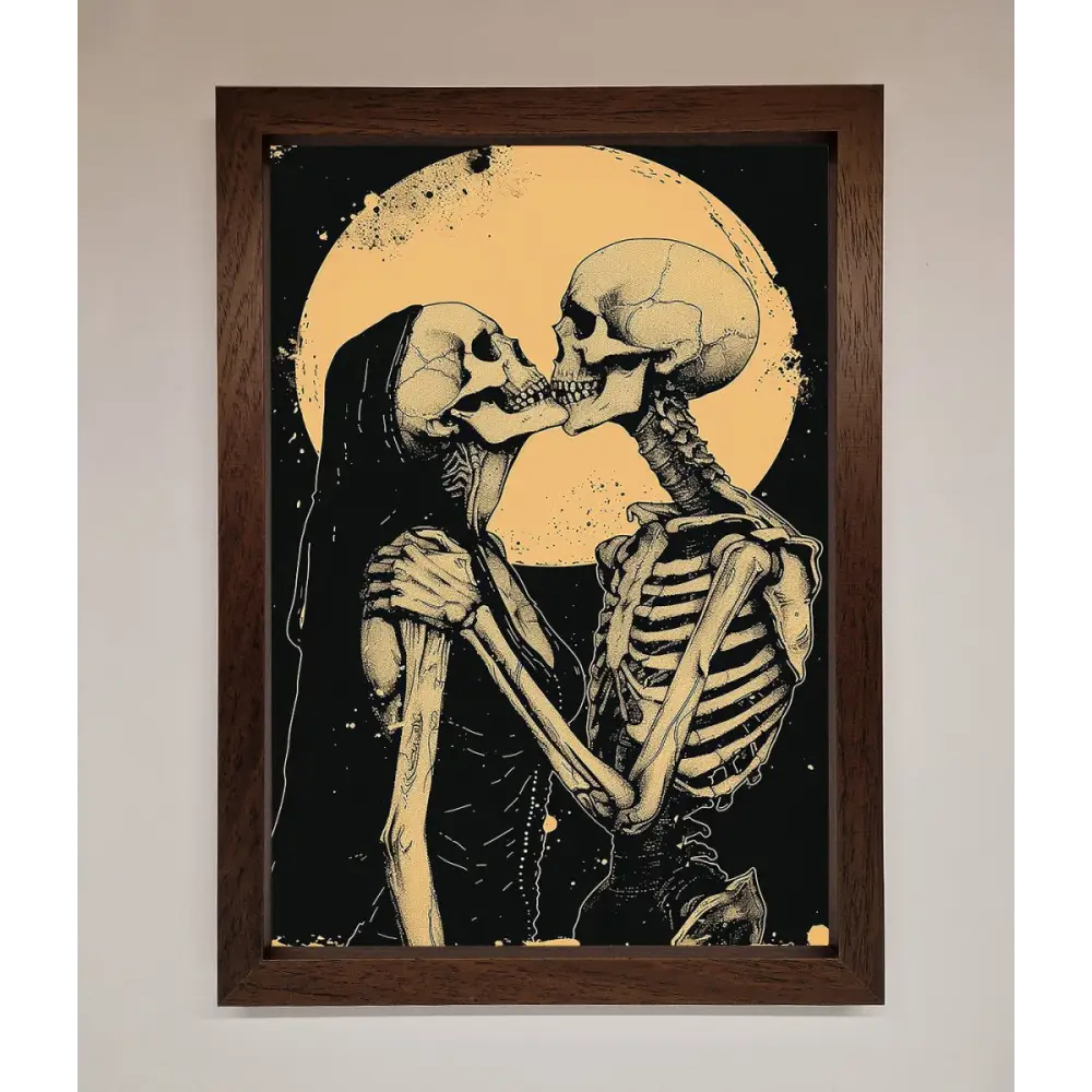 Skeleton Embrace Framed Poster - A3 (29.7 x 42 cm) / Walnut - Framed Print