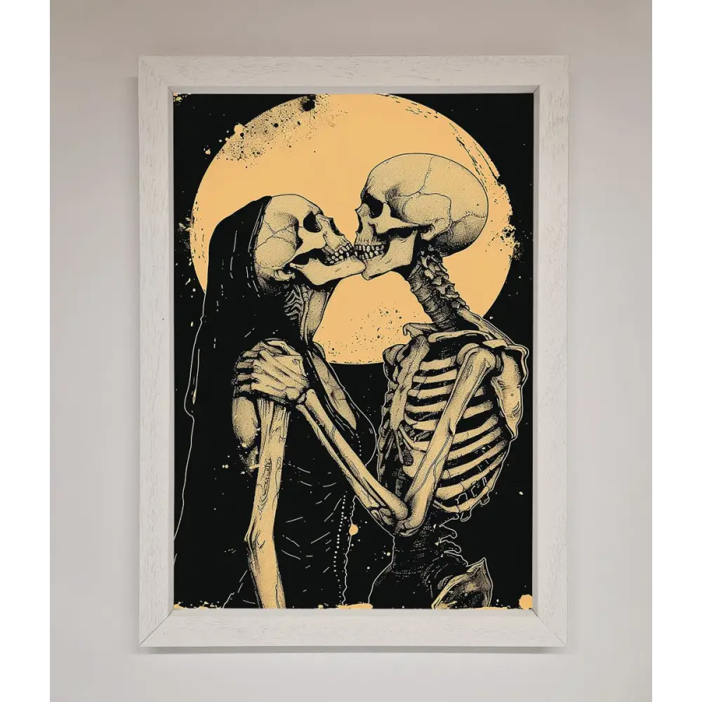 Skeleton Embrace Framed Poster - A3 (29.7 x 42 cm) / White - Framed Print