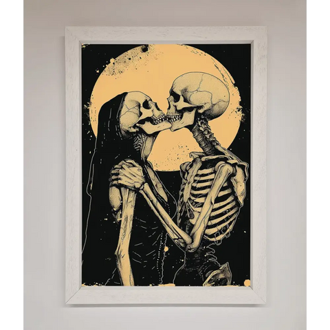 Skeleton Embrace Framed Poster - A3 (29.7 x 42 cm) / White - Framed Print
