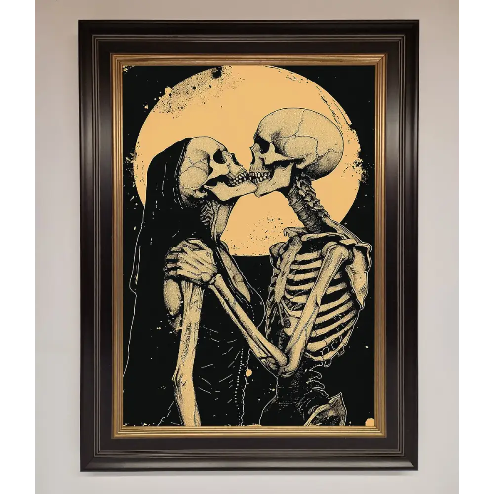 Skeleton Embrace Framed Poster - B0 (100 x 141 cm) / Black Gold - Framed Print