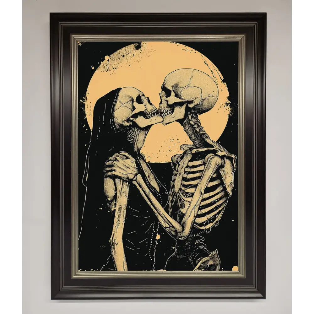 Skeleton Embrace Framed Poster - B0 (100 x 141 cm) / Black Silver - Framed Print