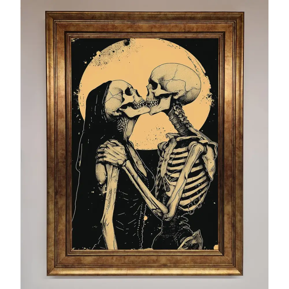 Skeleton Embrace Framed Poster - B0 (100 x 141 cm) / Bronze - Framed Print