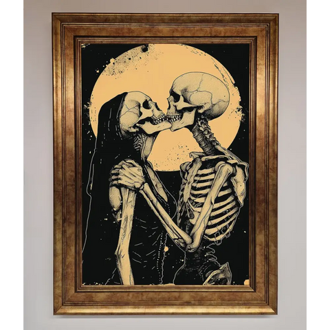 Skeleton Embrace Framed Poster - B0 (100 x 141 cm) / Bronze - Framed Print
