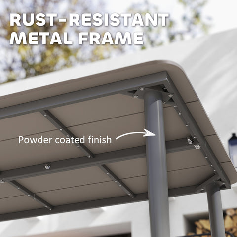 Outsunny Garden Table, Outdoor Dining Table for 6 People, 160 x 90 x 74 cm, with Rust Resistant Metal Frame, WPC Top, for Balcony, Terrace, Dark Grey