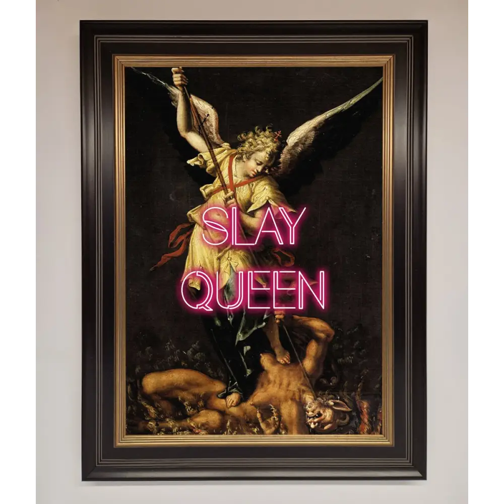Slay Queen Altered Art Framed Print - A3 (29.7 x 42 cm) / Black Gold - Framed Print