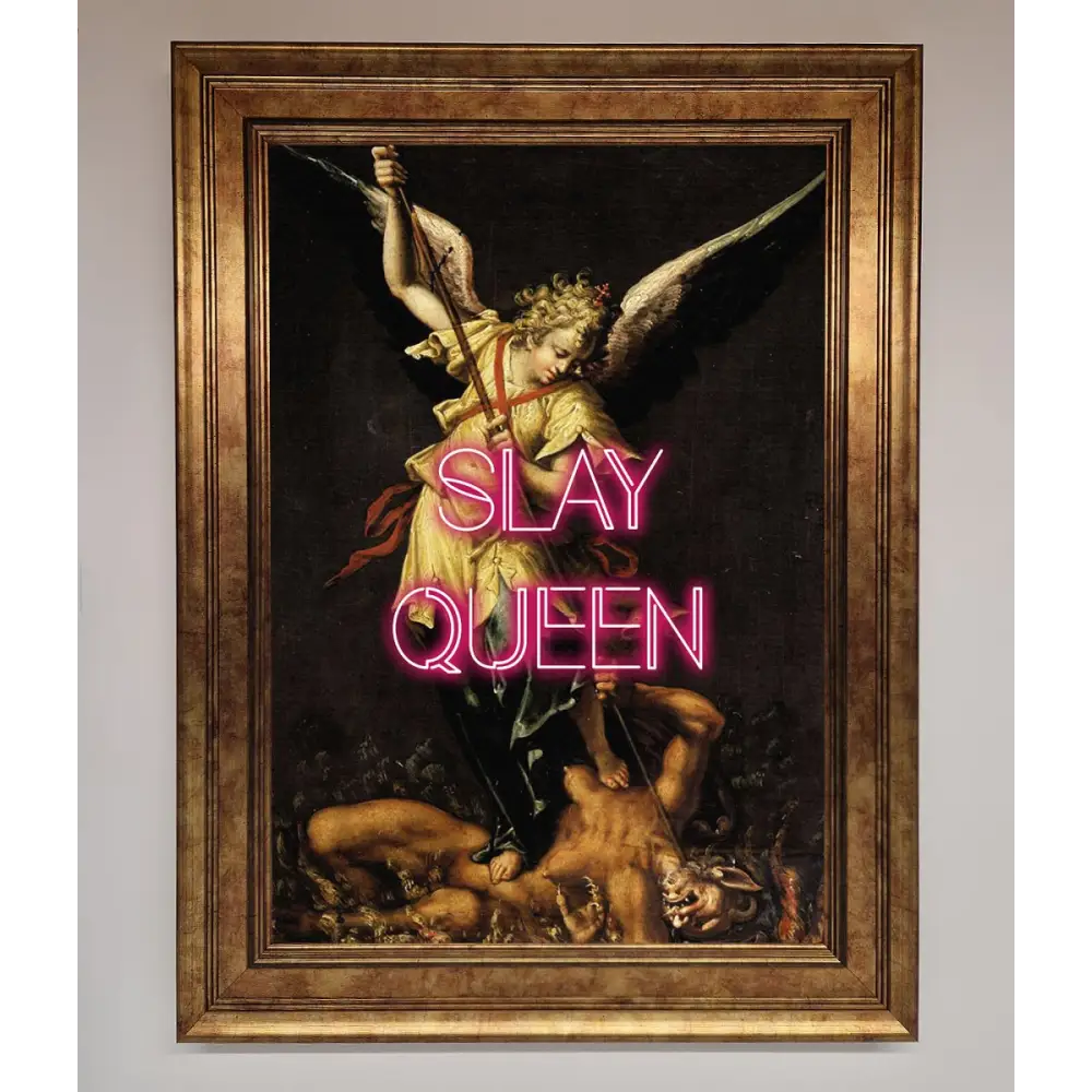 Slay Queen Altered Art Framed Print - A3 (29.7 x 42 cm) / Bronze - Framed Print
