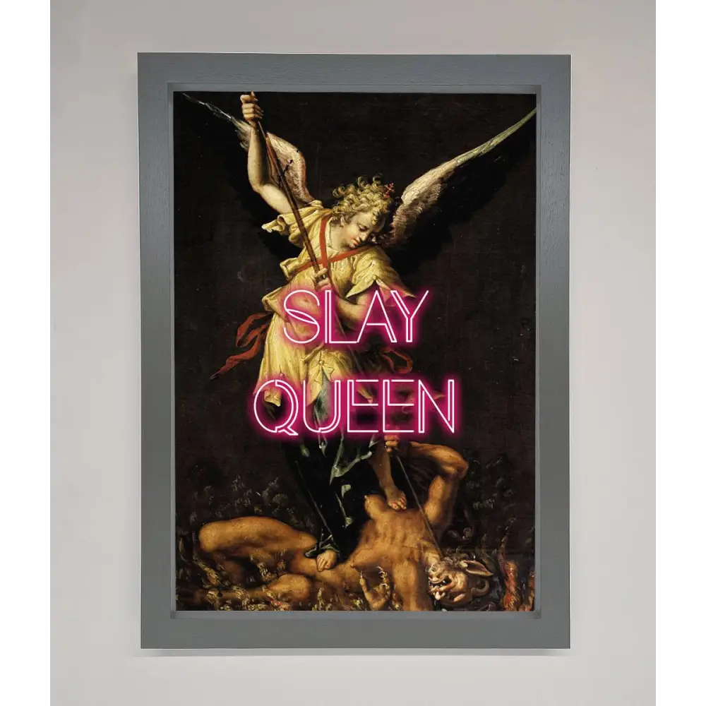 Slay Queen Altered Art Framed Print - A3 (29.7 x 42 cm) / Dark Grey - Framed Print