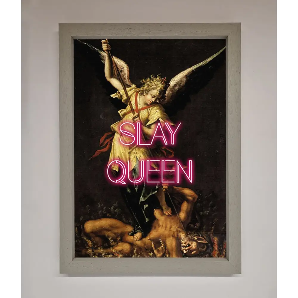 Slay Queen Altered Art Framed Print - A3 (29.7 x 42 cm) / Grey - Framed Print