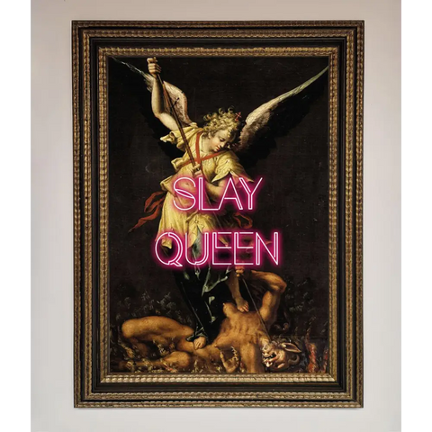 Slay Queen Altered Art Framed Print - A3 (29.7 x 42 cm) / Ornate Gold Black - Framed Print