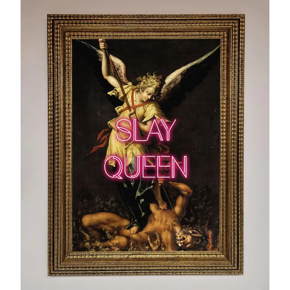 Slay Queen Altered Art Framed Print - A3 (29.7 x 42 cm) / Ornate Gold - Framed Print