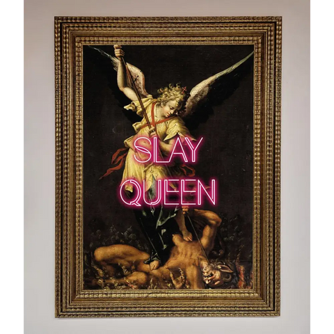 Slay Queen Altered Art Framed Print - A3 (29.7 x 42 cm) / Ornate Gold - Framed Print