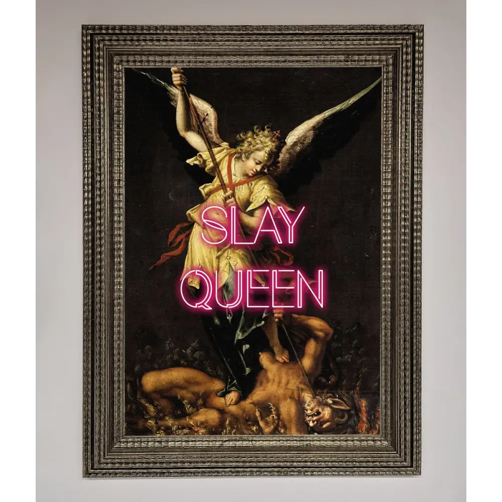 Slay Queen Altered Art Framed Print - A3 (29.7 x 42 cm) / Ornate Silver - Framed Print