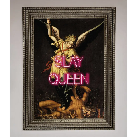 Slay Queen Altered Art Framed Print - A3 (29.7 x 42 cm) / Ornate Silver - Framed Print