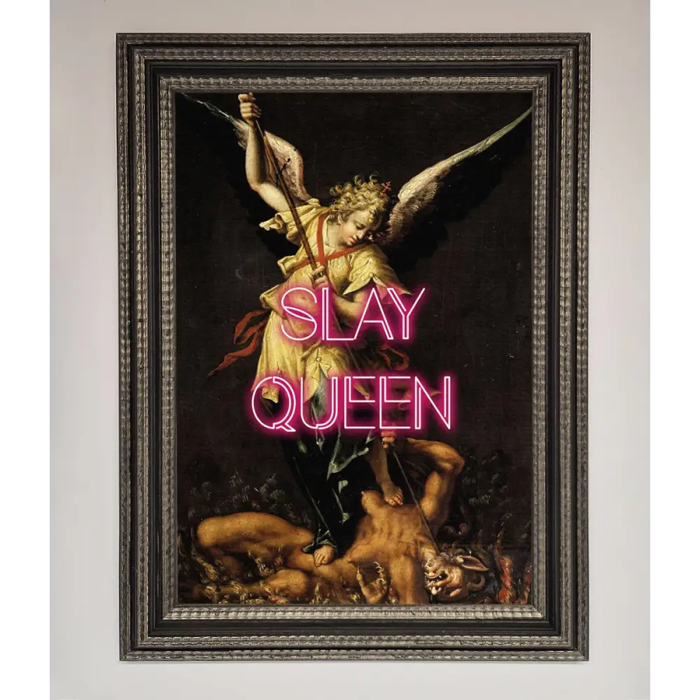 Slay Queen Altered Art Framed Print - A3 (29.7 x 42 cm) / Ornate Silver Black - Framed Print