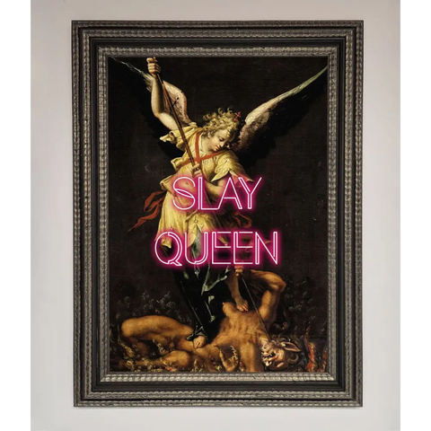 Slay Queen Altered Art Framed Print - A3 (29.7 x 42 cm) / Ornate Silver Black - Framed Print