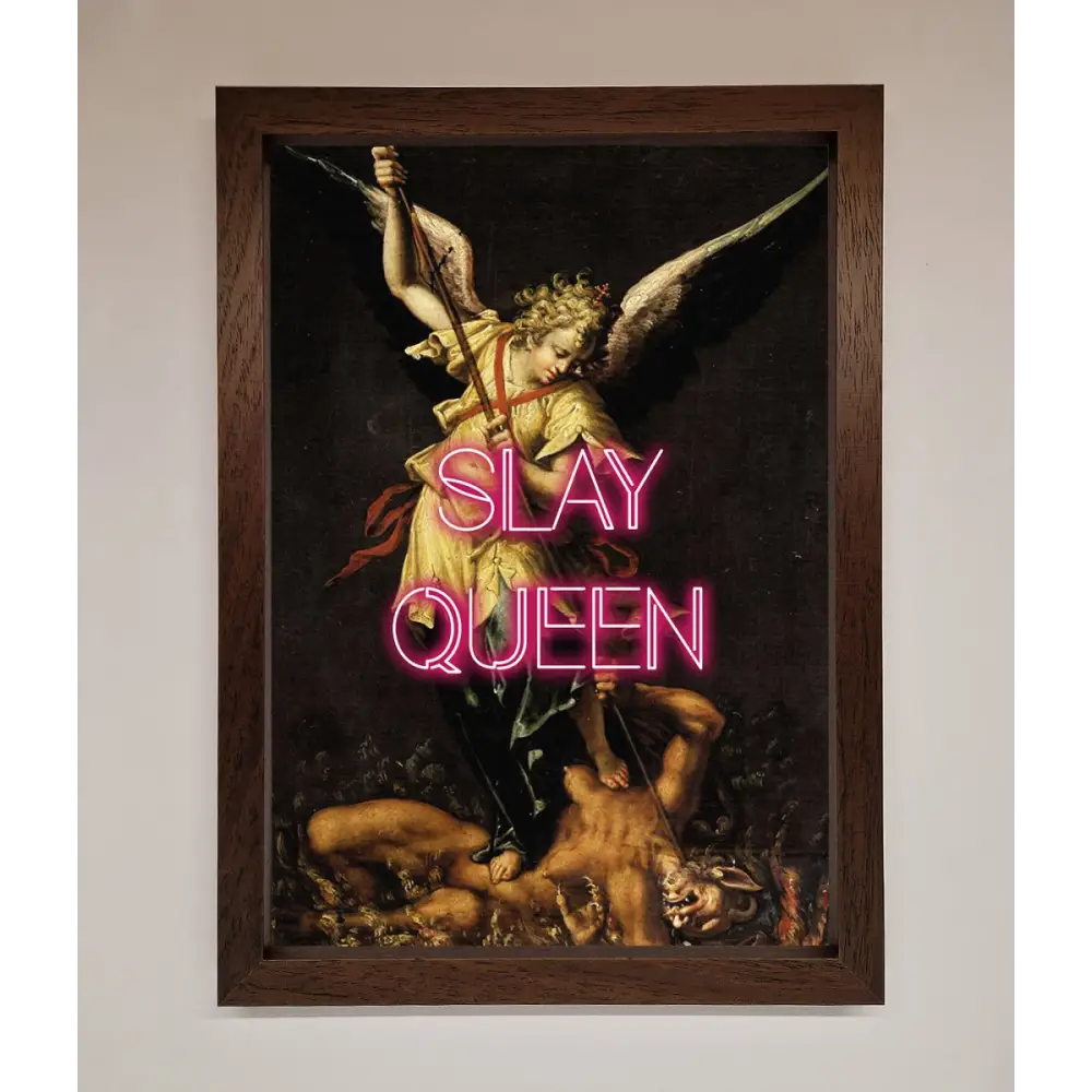 Slay Queen Altered Art Framed Print - A3 (29.7 x 42 cm) / Walnut - Framed Print