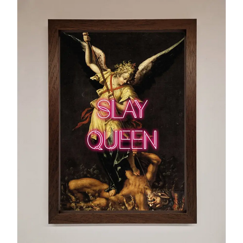 Slay Queen Altered Art Framed Print - A3 (29.7 x 42 cm) / Walnut - Framed Print
