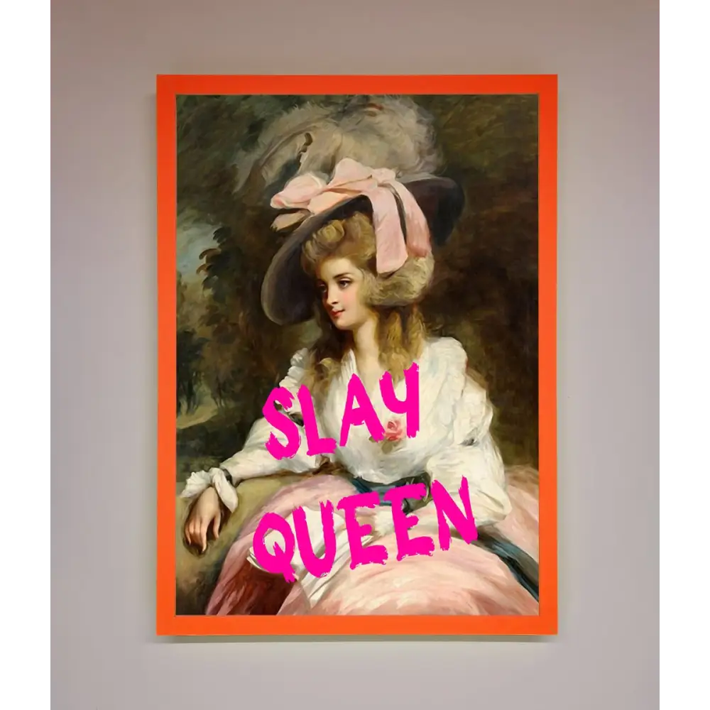 Slay Queen Framed Poster - A3 (29.7 x 42 cm) / Neon Orange - Framed Print
