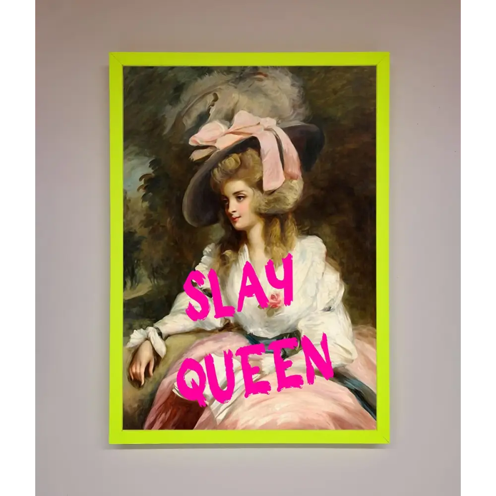 Slay Queen Framed Poster - B0 (100 x 141 cm) / Neon Green - Framed Print