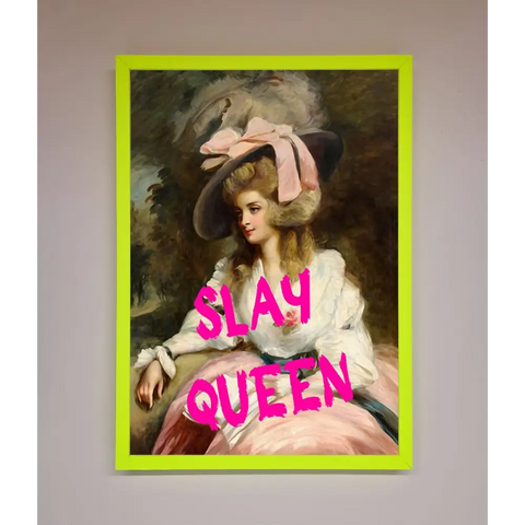 Slay Queen Framed Poster - B0 (100 x 141 cm) / Neon Green - Framed Print