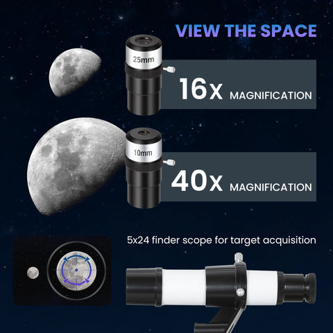 Outsunny Astronomy Telescope for Adults and Beginners with 70 mm Aperture, Carry Bag, White