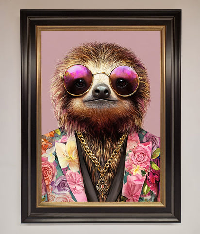 Sloth With Sunglasses Framed Poster